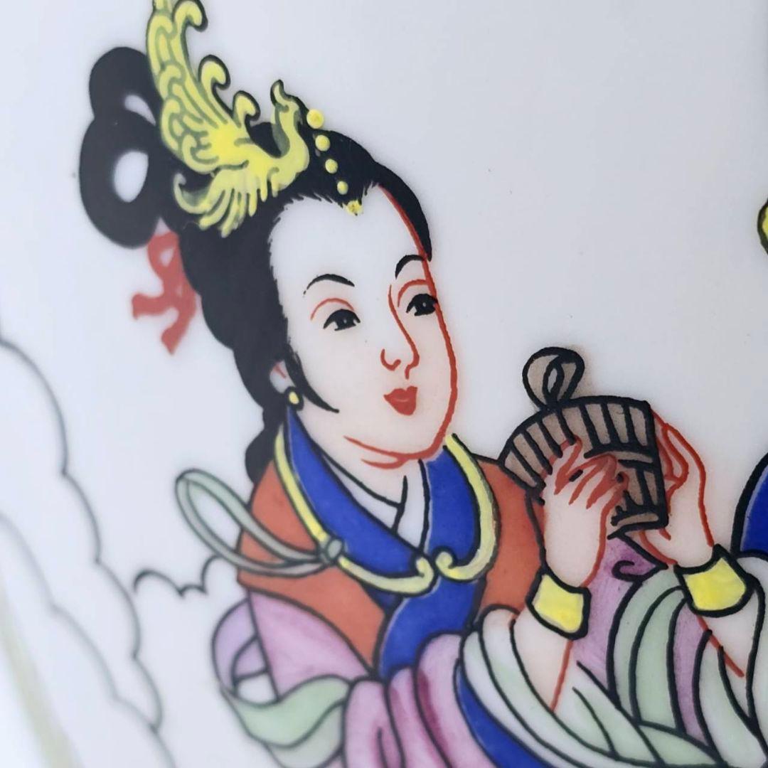 中国美術 鳳蕭圖 花瓶 仙女 磁器製花瓶 乾隆年製 職人手描き 西王母