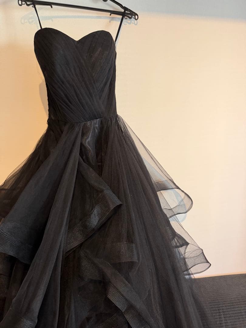 タグ付き エレガント ブラックチュールドレス タグ付き グローブ付き