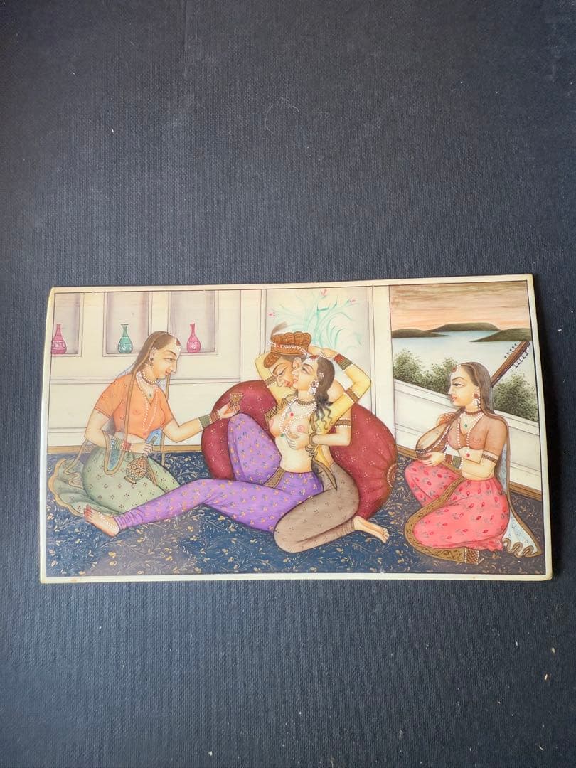 アンティーク◇ムガル帝国の細密画＊印Miniature Old Painting - メルカリ