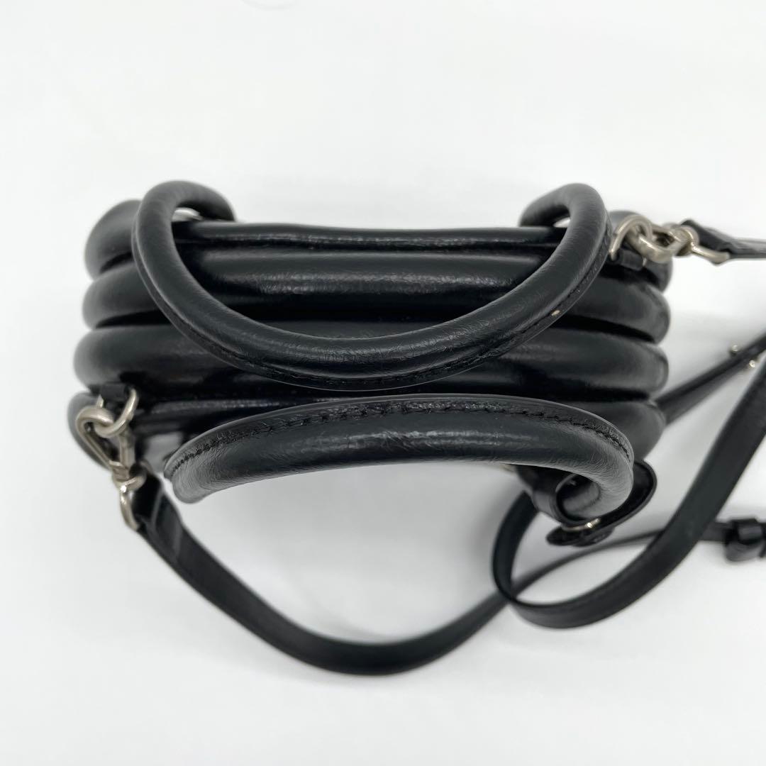 【極美品】OSOI　サークルバッグ　2way ロゴ　シルバー金具　レザー　黒