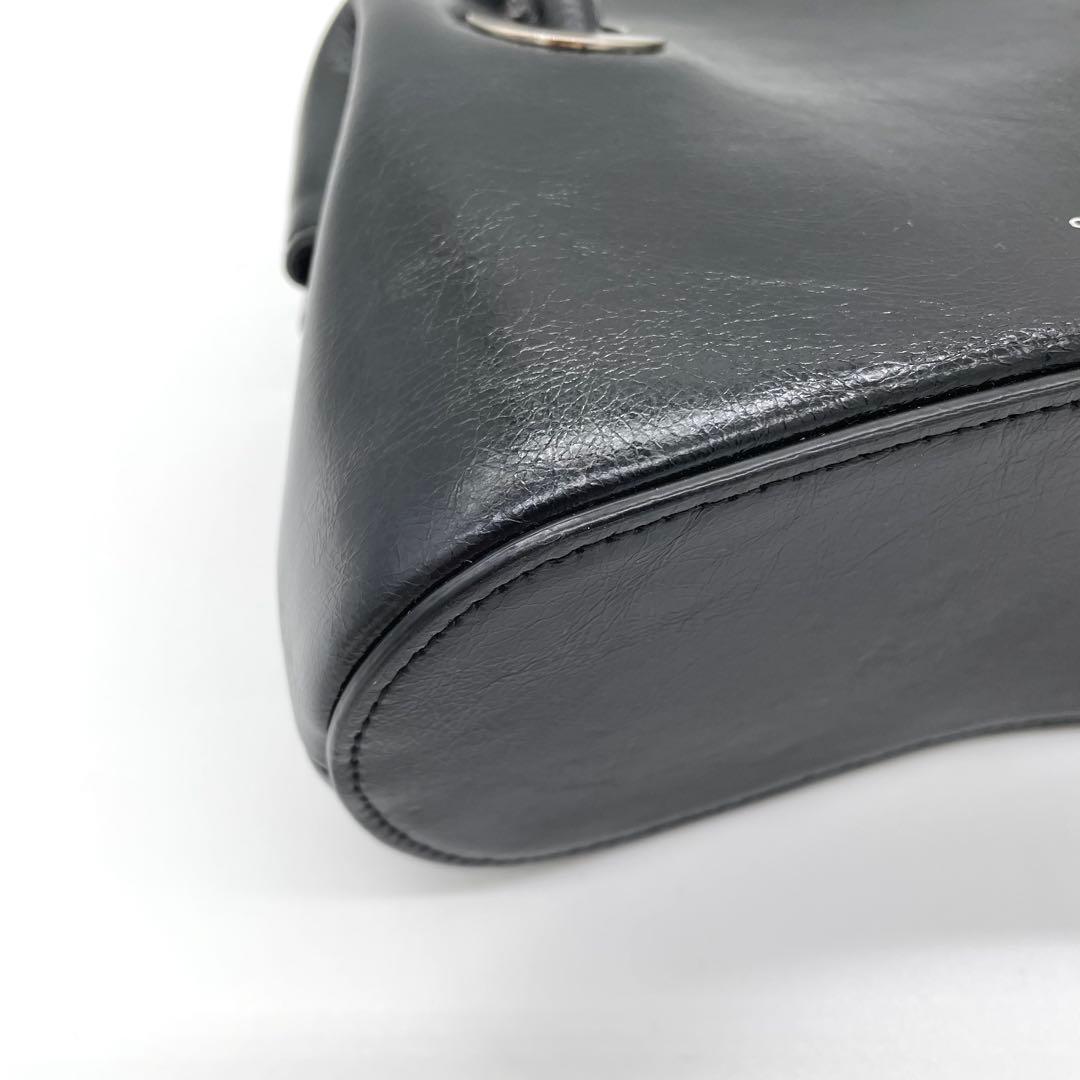 【極美品】OSOI　サークルバッグ　2way ロゴ　シルバー金具　レザー　黒