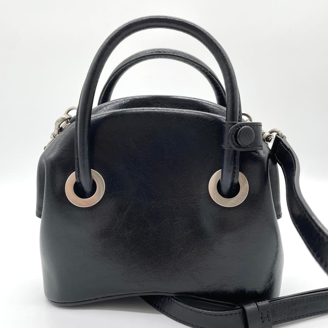 【極美品】OSOI　サークルバッグ　2way ロゴ　シルバー金具　レザー　黒