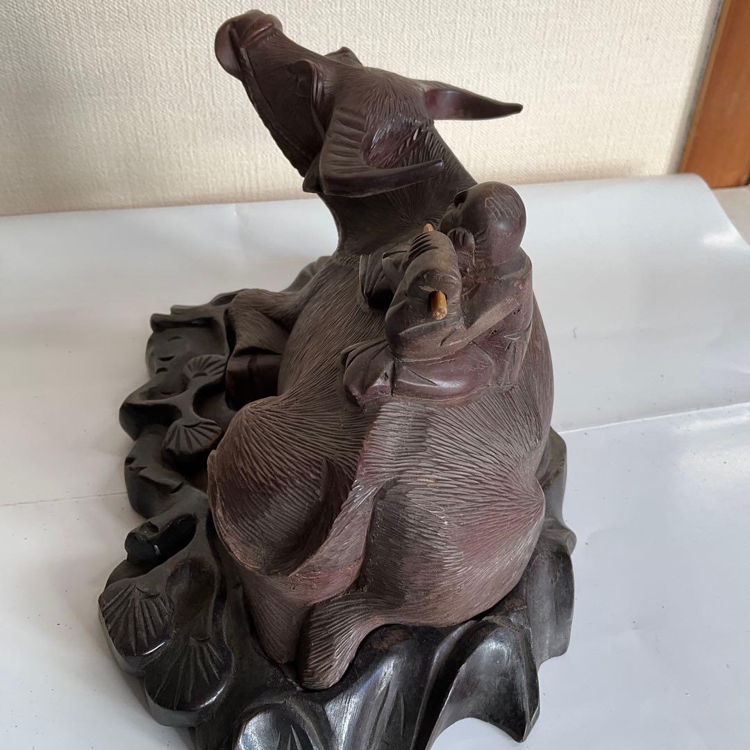 木彫 牛乗り笛吹童子