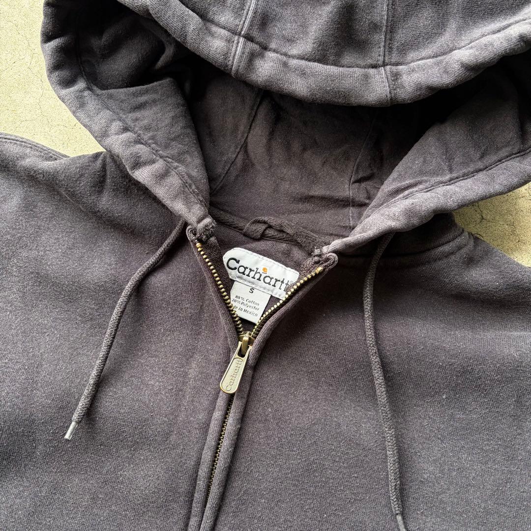 希少 Carhartt ジップアップ パーカー フーディー 短丈 刺繍タグ
