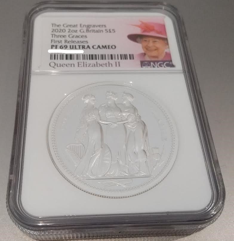ロイヤルミント スリーグレイセス 銀貨 2オンス PF69 ファーストリリース ロイヤルミント スリーグレイセス 銀貨 2オンス PF69 ファーストリリース
