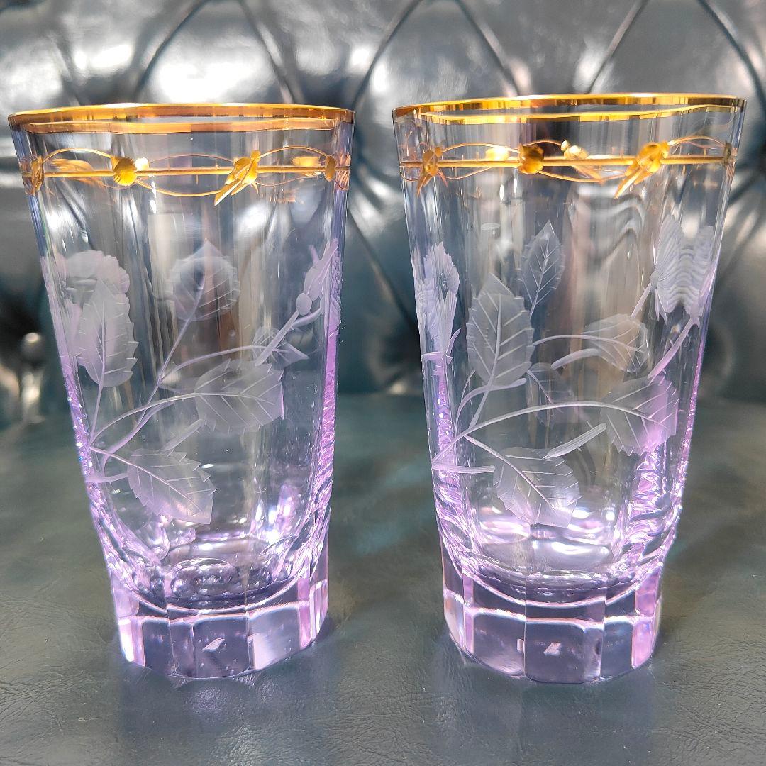 希少色】MOSER モーゼル パウラ グラス ペア 花模様 金彩 - メルカリ