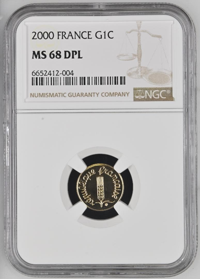 金貨】フランス 2000年 麦穂1サンチーム金貨 NGC MS68DPL