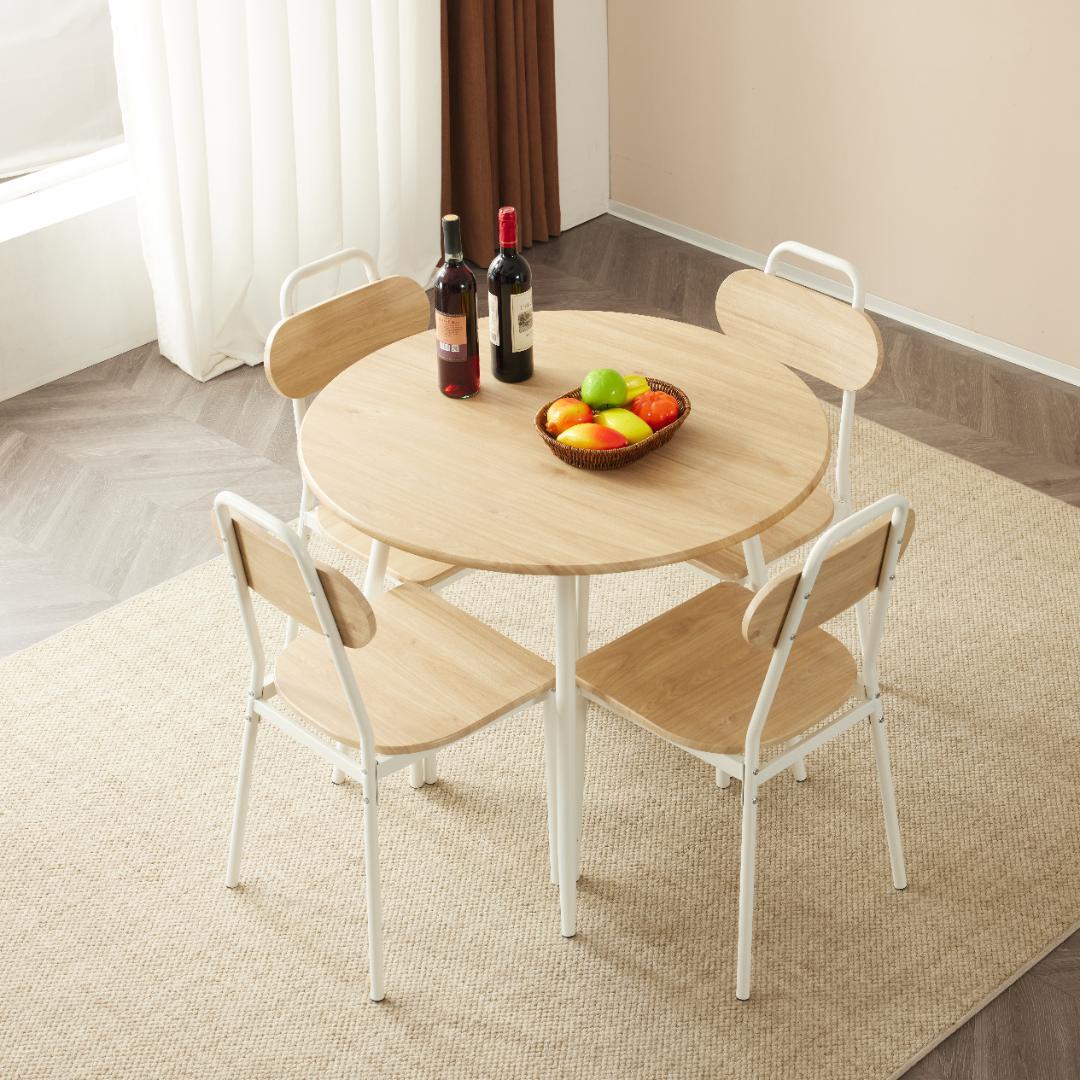 人気再入荷！4人用円型ダイニングテーブル　チェア付きセット食卓　NATURE