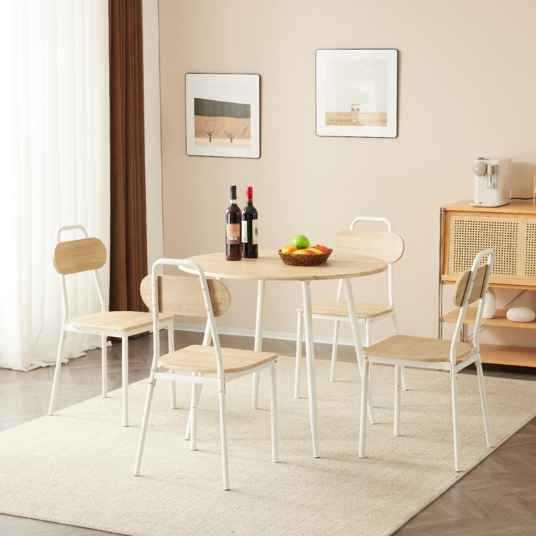 人気再入荷！4人用円型ダイニングテーブル　チェア付きセット食卓　NATURE