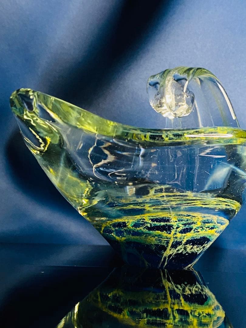 ガラス 小物入れ サインあり 宇宙 アース 地中海 海底 惑星 地球 神秘