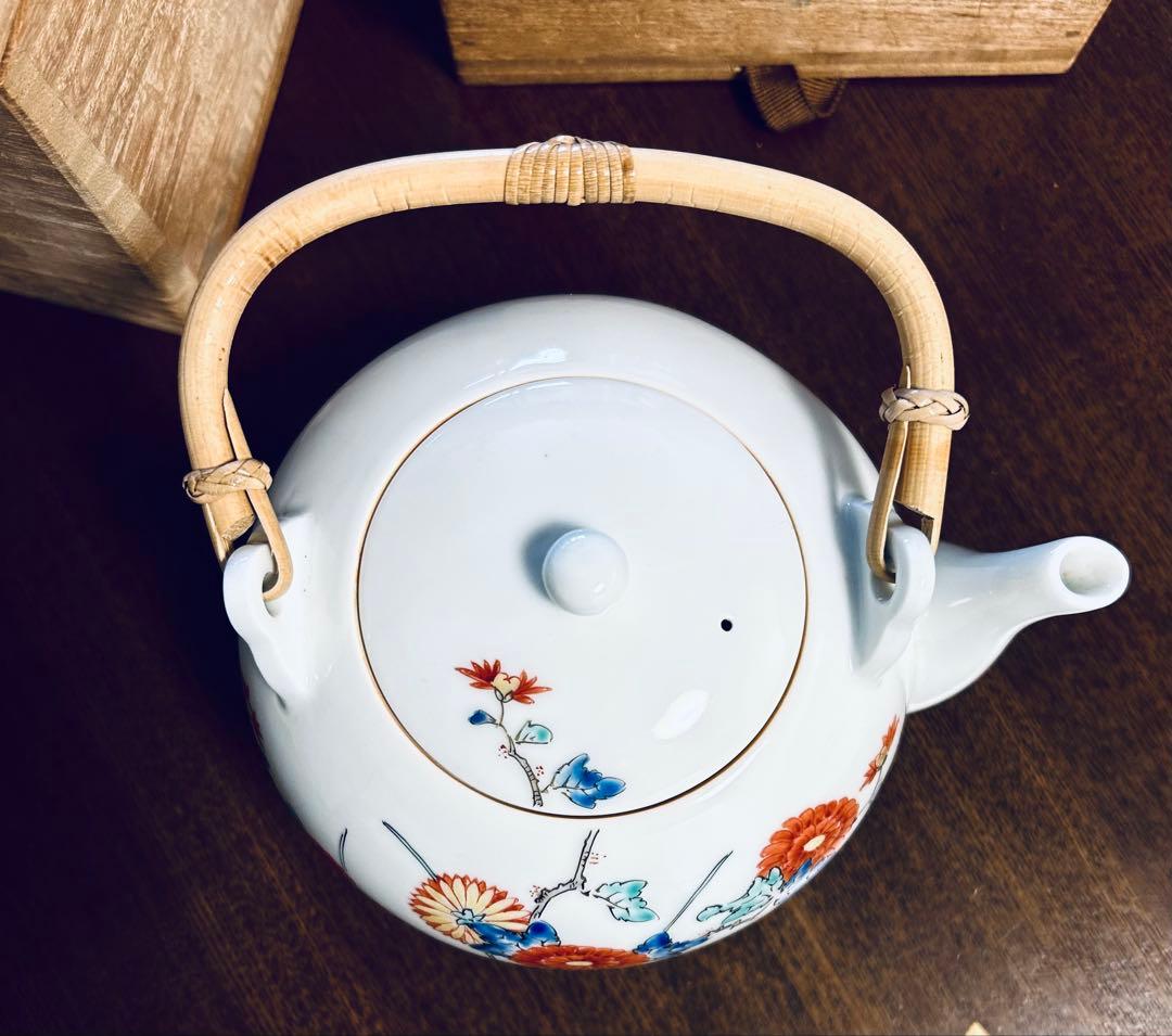 人間国宝　柿右衛門　十三代 酒井田柿右衛門　番茶器 錦花岩文