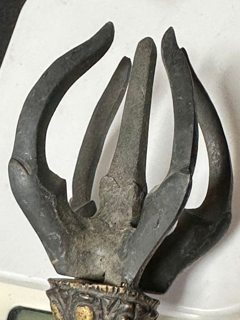 五鈷杵 密教法具 チベット お守り厄除け 長さ22cm 重さ555g 降魔杵B