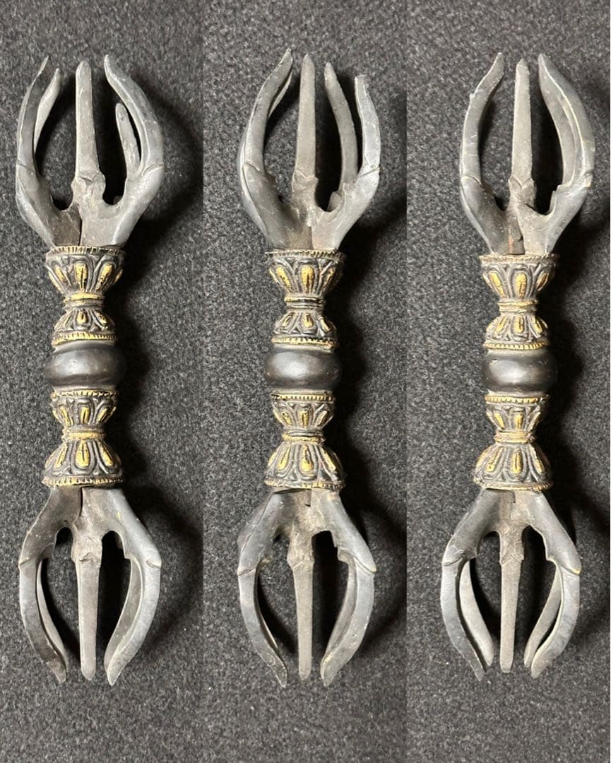 五鈷杵 密教法具 チベット お守り厄除け 長さ22cm 重さ555g 降魔杵B