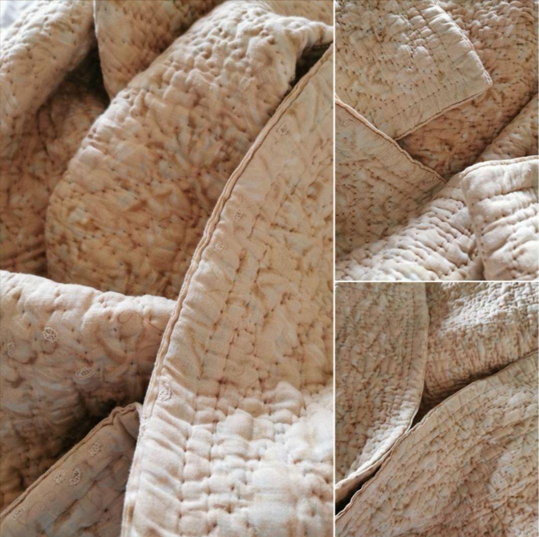 英国アンティーク ウェールズ/ダーラムキルト 肉厚ブティ風 ベージュ