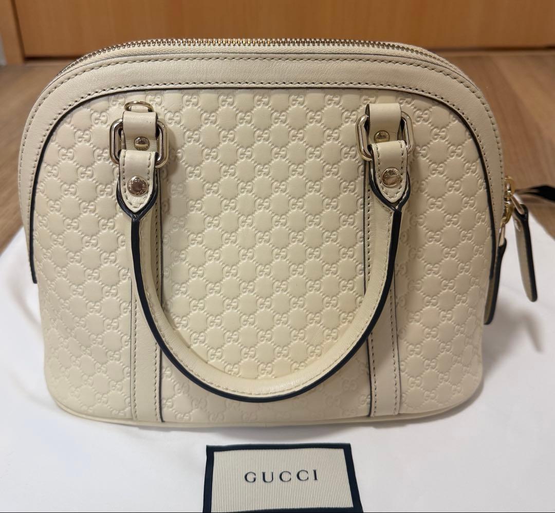 【極美品】GUCCI グッチ マイクロシマ 2wayバッグ アイボリー