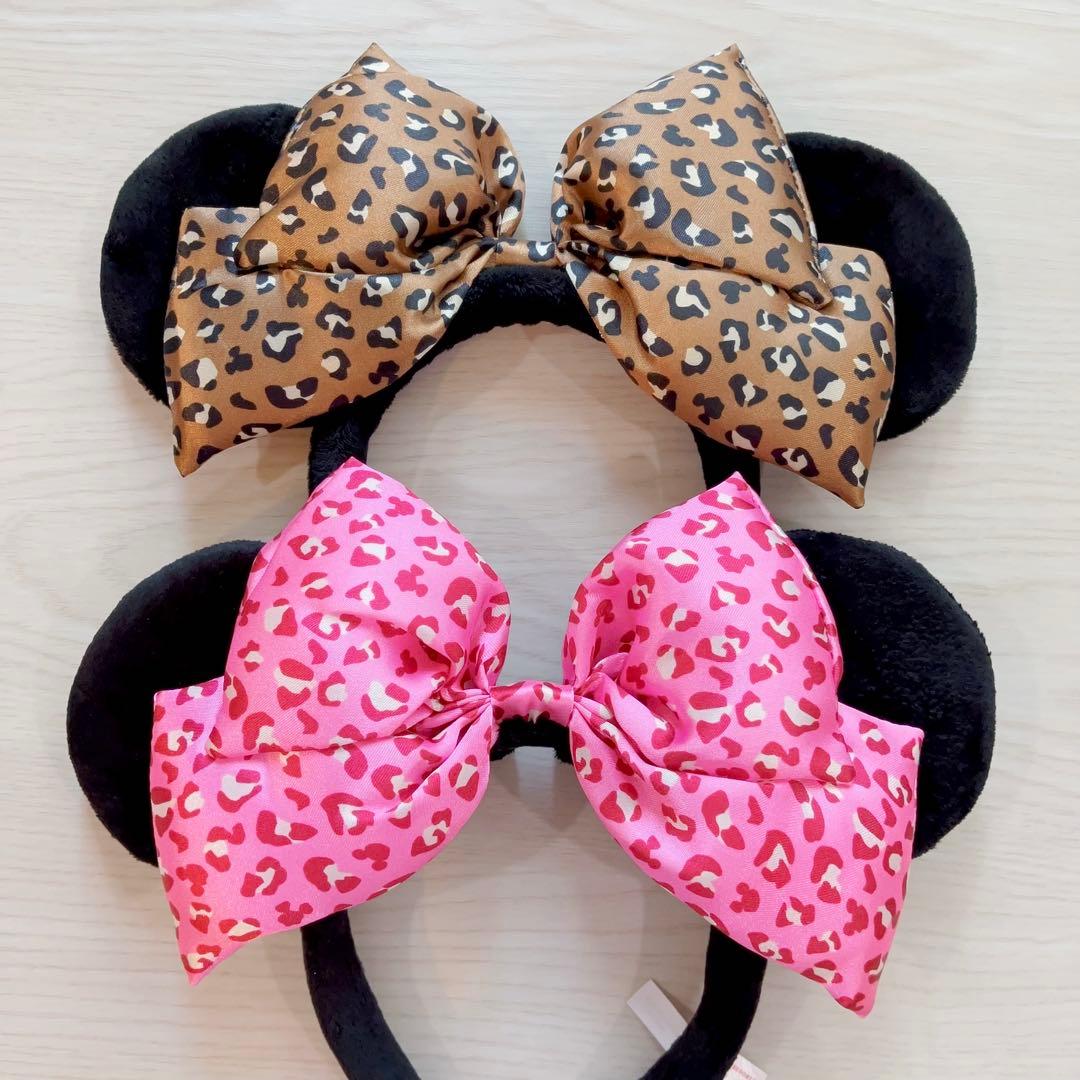 ディズニー カチューシャ ミニー ヒョウ柄 ピンク ブラウン ペア