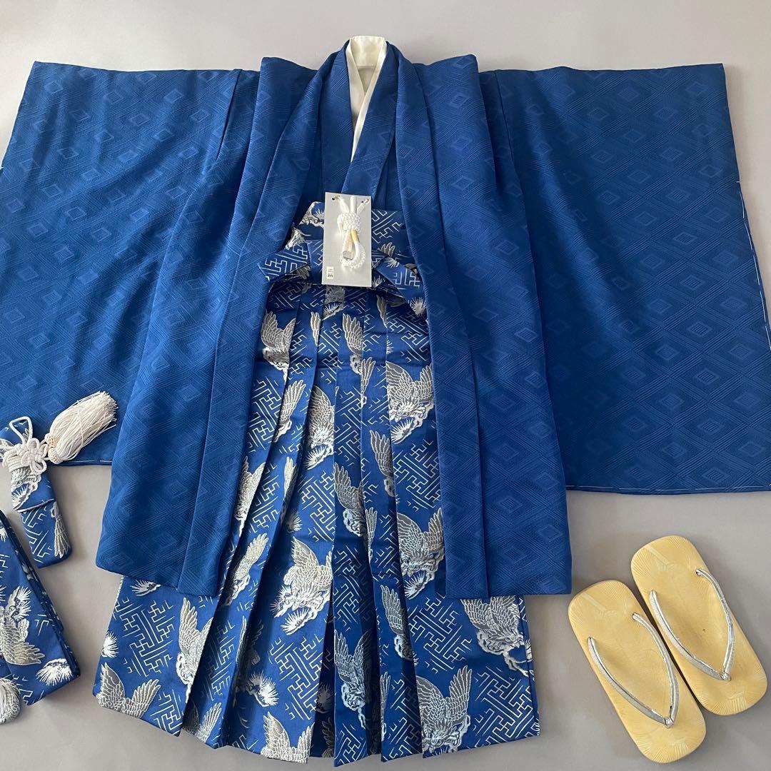 美品　七五三　男の子　5歳　7歳向き　正絹　羽織　お着物　袴セット