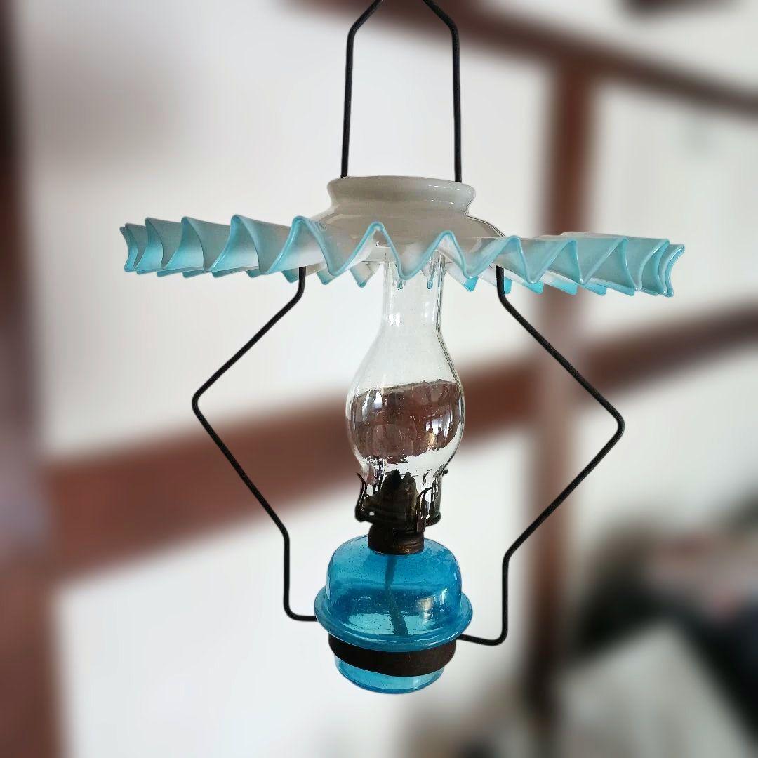 アンティーク吊りオイルランプ スカイブルー - メルカリ
