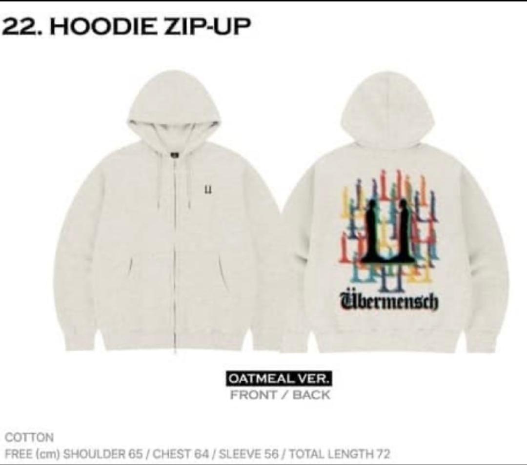 G-Dragon Übermensch 公式 グッズ / フーディ パーカー 白 G-DRAGON】 Ubermensch Hoodie Zip-Up Oatmeal (peaceminusone