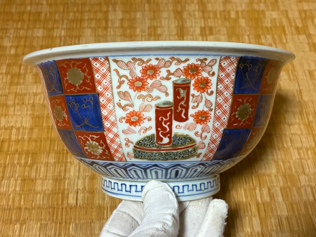 古伊万里 色絵 金彩 深鉢 水指 盛鉢 【太明成化年製】蓋付 有田焼 中国