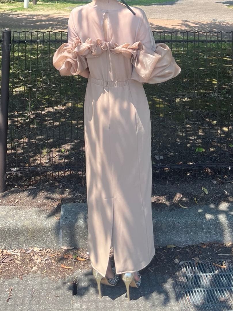 実物着画あり】My shawty ドレス お呼ばれ 結婚式 ベージュ