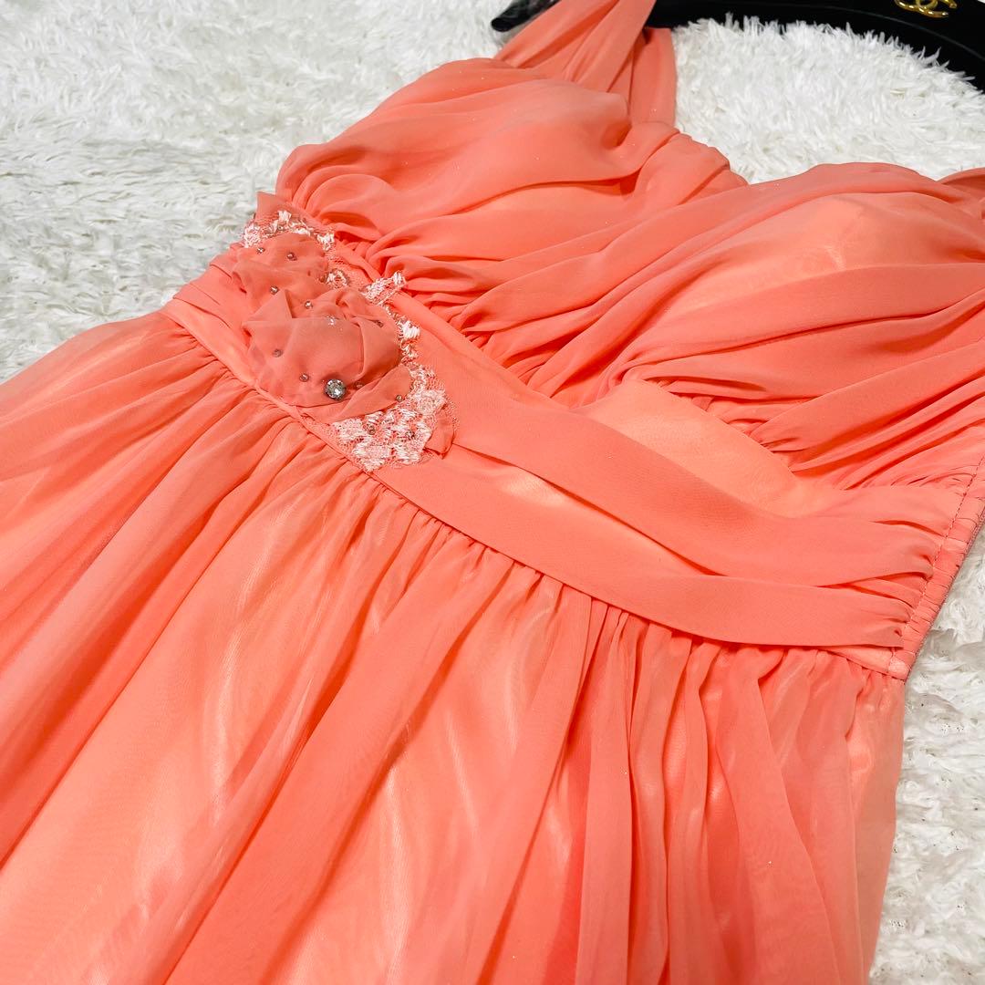 希少✨エメ✨ステージドレス　演奏会 9号　サーモンピンク　ギャザーフレア