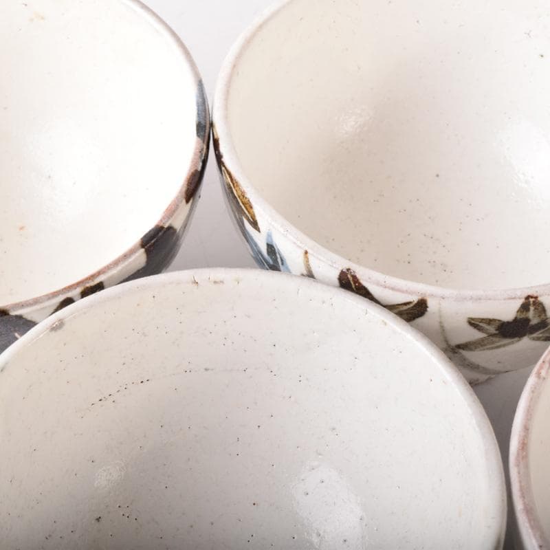 煎茶道具　水月窯　楓文　汲出茶碗　五客　共箱　V　7458