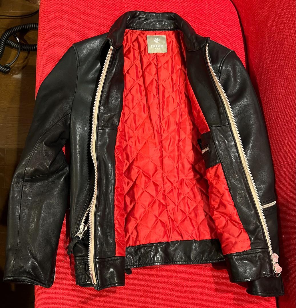 nano universe ブラック ラムレザー シングルライダース （羊革