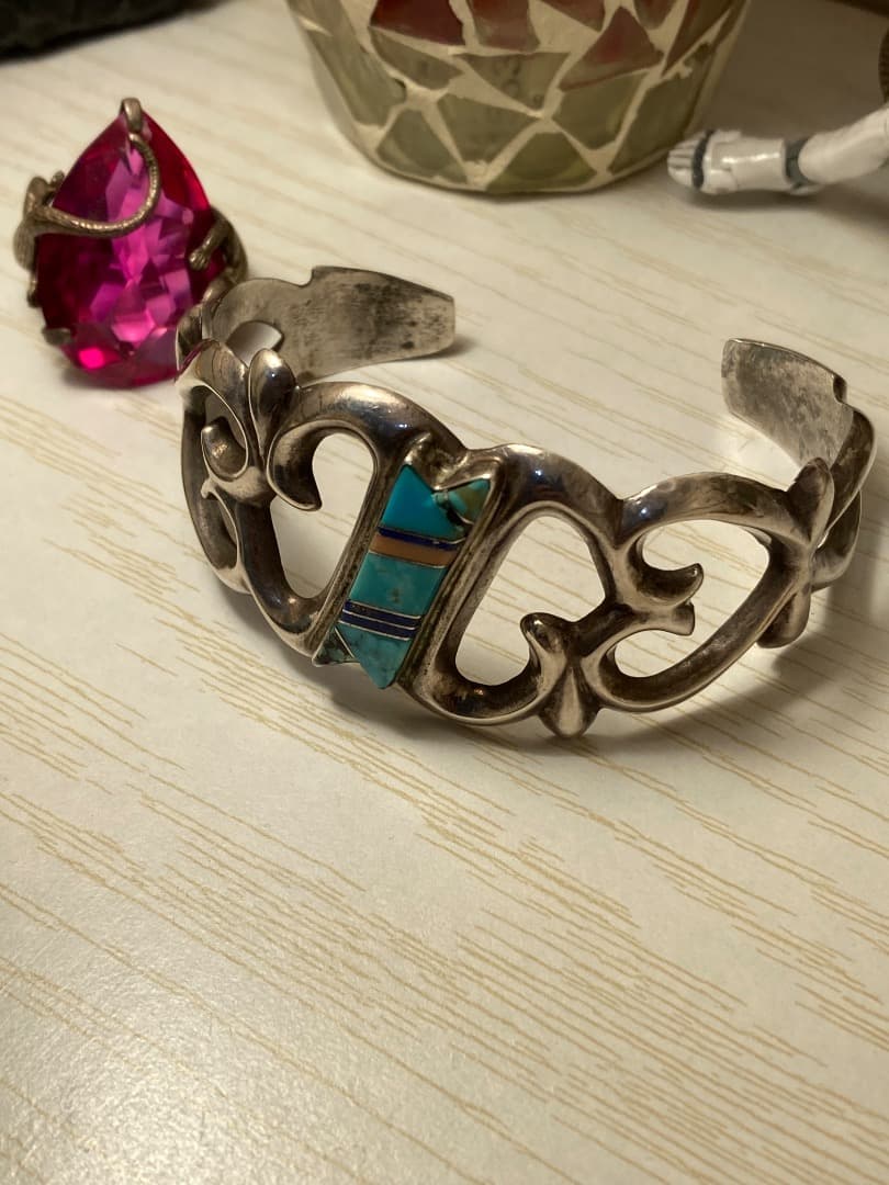 刻印 インディアン F.L.BEGAY インレイ ターコイズ シルバー バングル