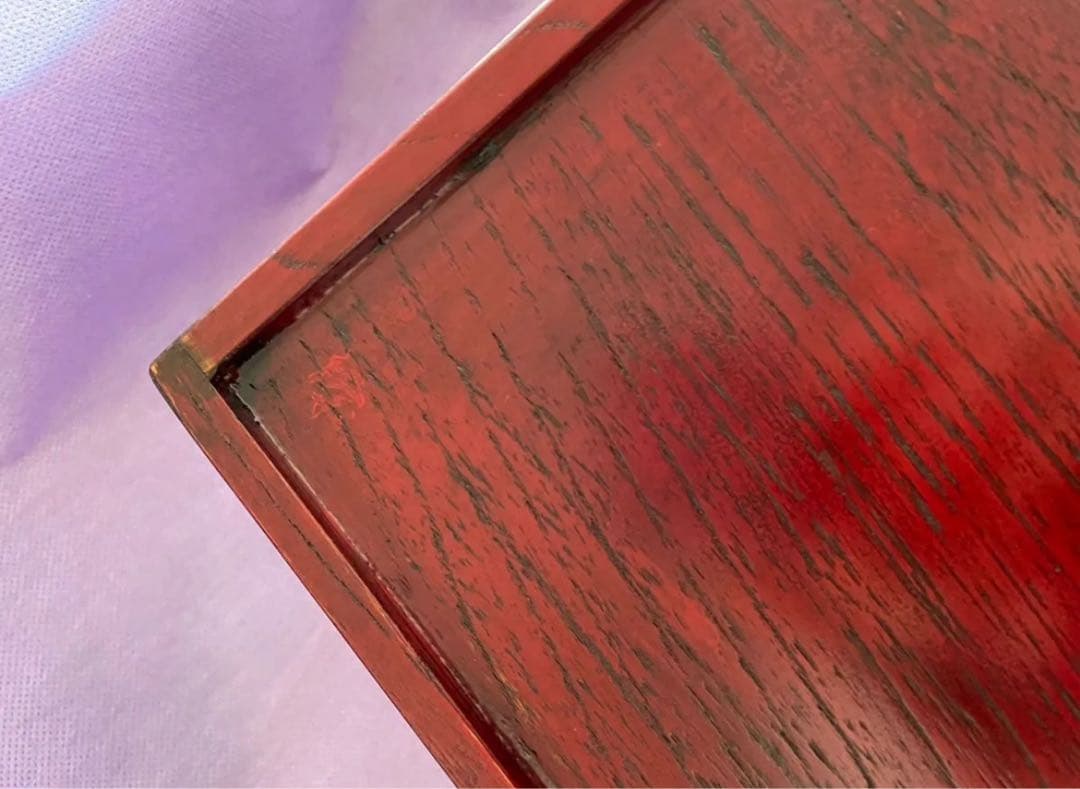 鈴木誠一郎作　紅布着尺一寸角膳33㌢　会津塗り