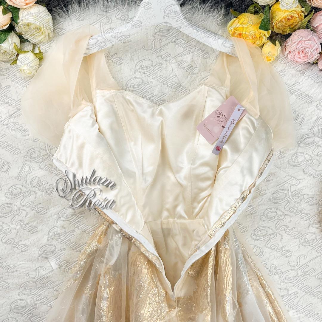 オケージョン】Dou Dou web限定ジャガードドレス ベージュ