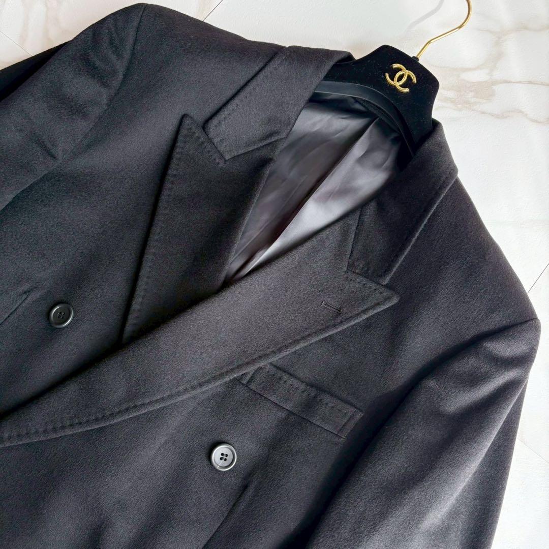 美品◇VALENTINO Rudy カシミヤ100 チェスター コート 黒 XL