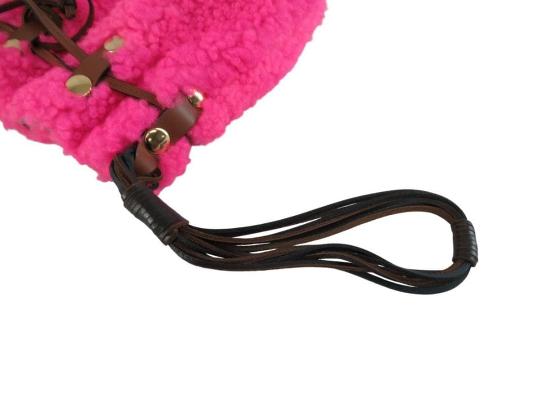 □071201-072□超美品□マルニ□ハンドバッグ□巾着□ボア□ピンク