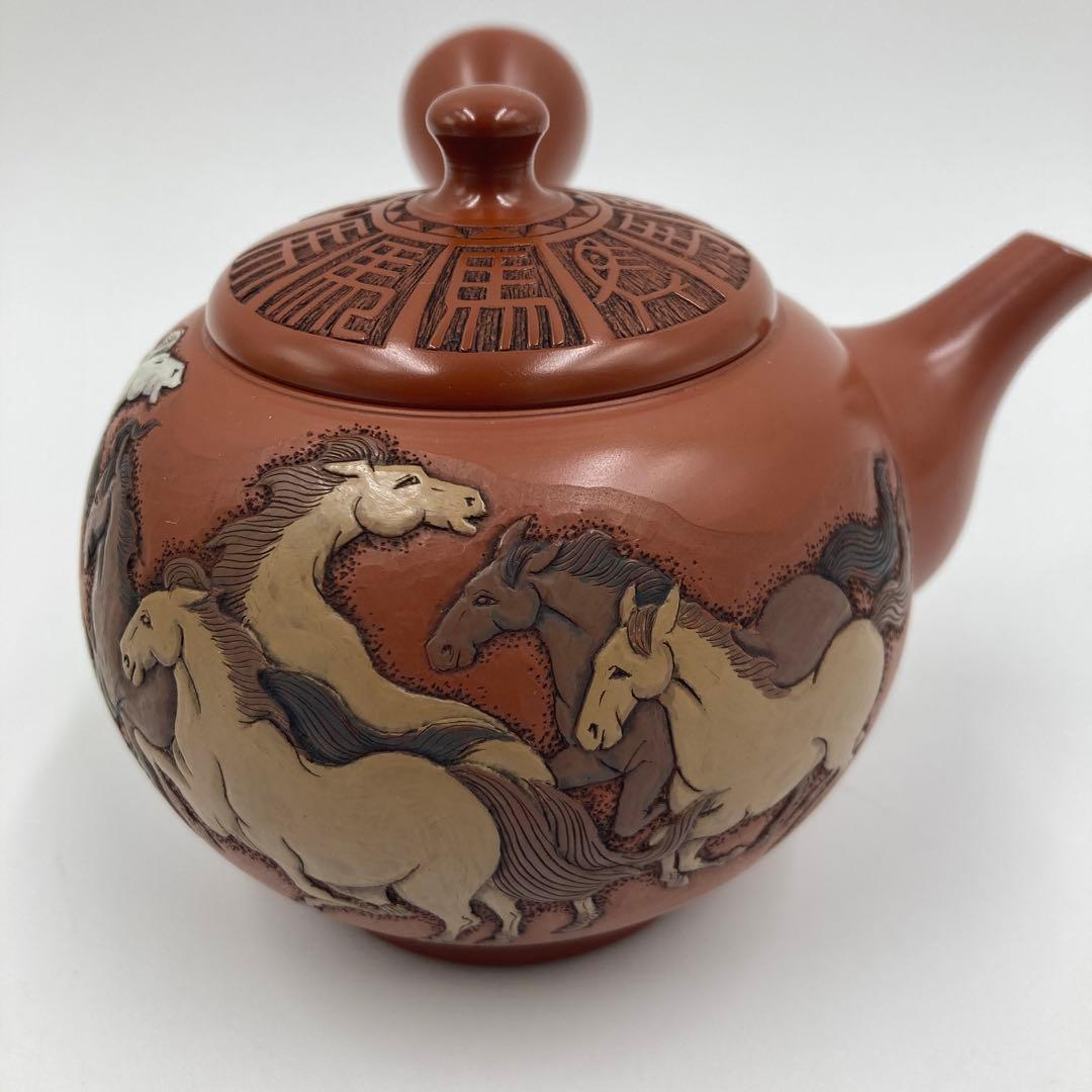 馬九行之 常滑焼 吉川壺堂 共箱 朱泥 急須 横手 中国 茶道具