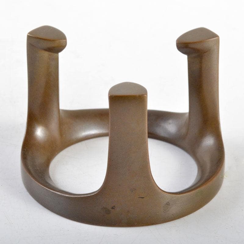 茶道具　唐銅風炉師　藤井宗喜作　砂張銅　五徳蓋置　共箱　V　R4657