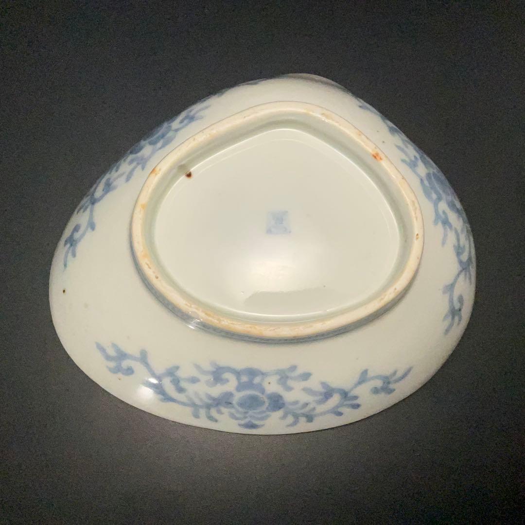 伊万里金襴手 富士と松鶴図貝形皿　古伊万里　骨董　R1285w1ダB