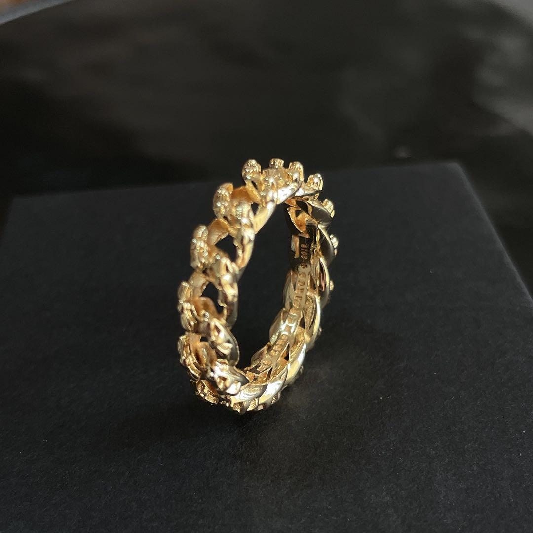 ノーブランド クロス 喜平 指輪 メンズ ２２ｋ加工 シルバー９２５ ２２号