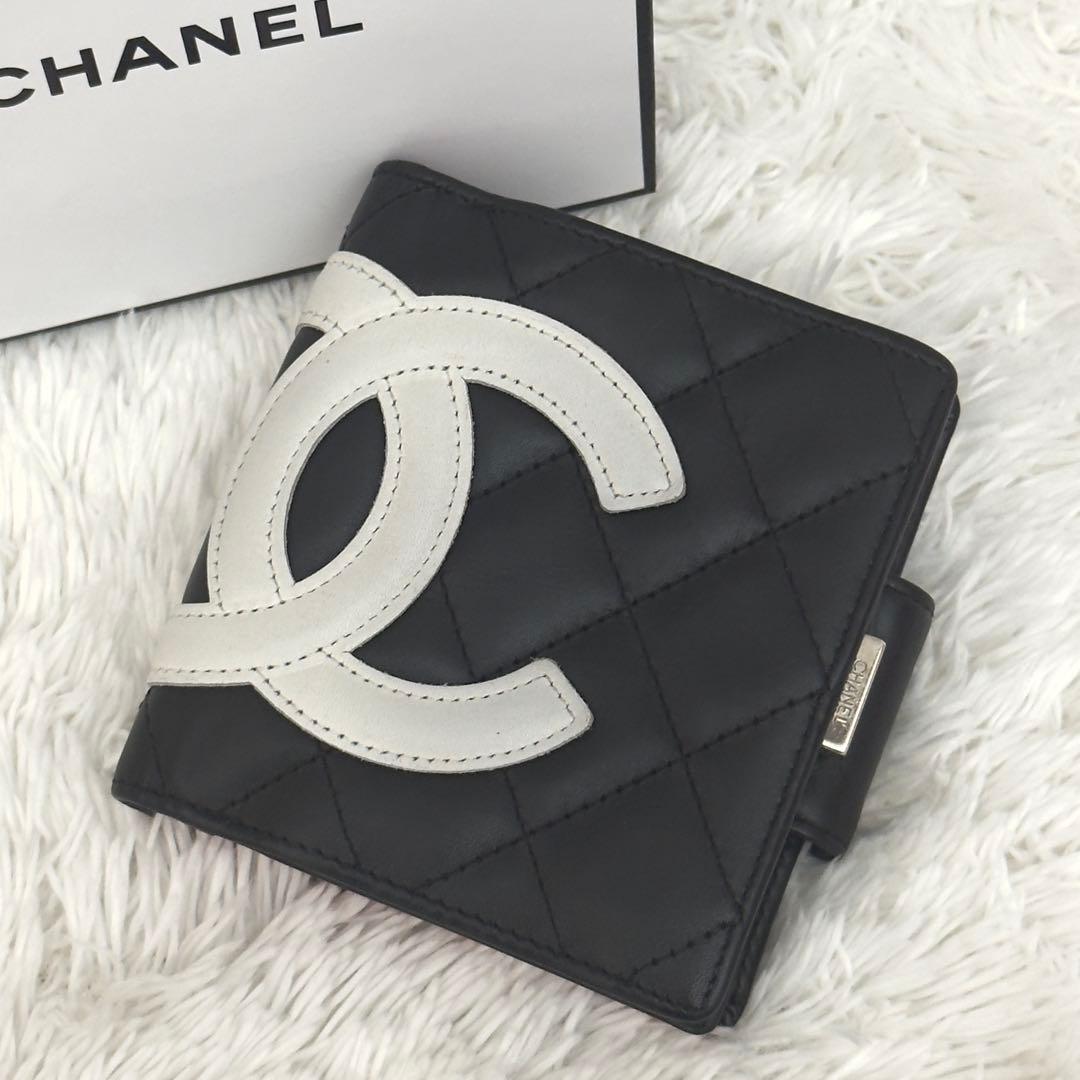 極美品⭐️CHANEL シャネル カンボンライン 二つ折り レザー ココマーク