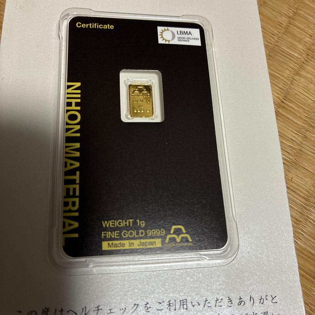 インゴット FINEGOLD 999.9 1g 金 NIHON MATERIAL｜K24インゴット 1g