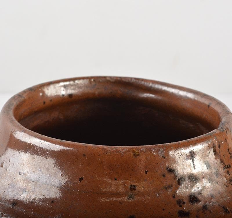 瀬戸焼 美濃焼 古瀬戸 柿釉 双耳花入 小壷 鉄漿壷
