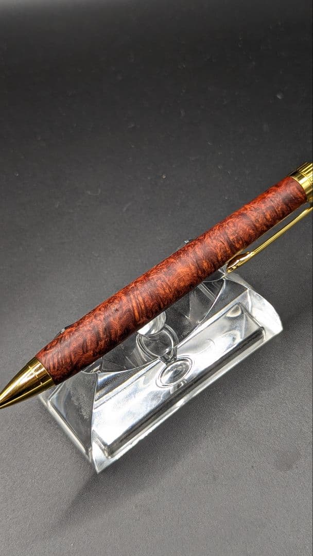 456ペン工房翌檜 極上 本花梨瘤杢 木軸シャーペン ボールペン