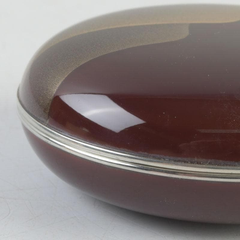 茶道具 山中塗師 新谷清 漆峰作 遠山蒔絵 錫縁 香合 共箱 V 9253