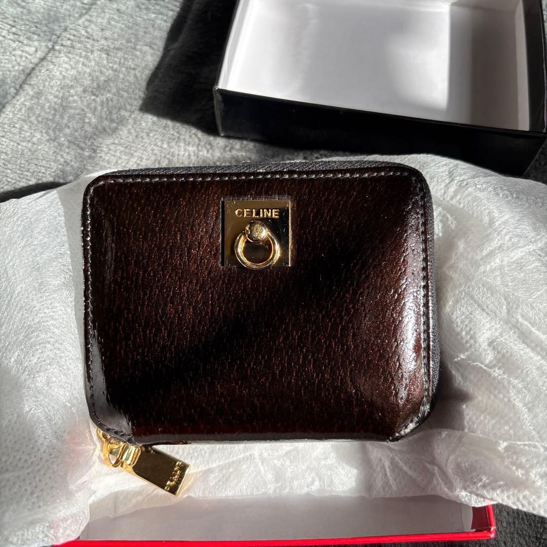 セリーヌ ケース SHEFFIELD 黒・茶×ゴールド金具