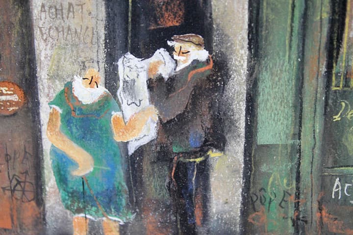 谷本ためひろ【パリ下町好日】 パステル 水彩 4号