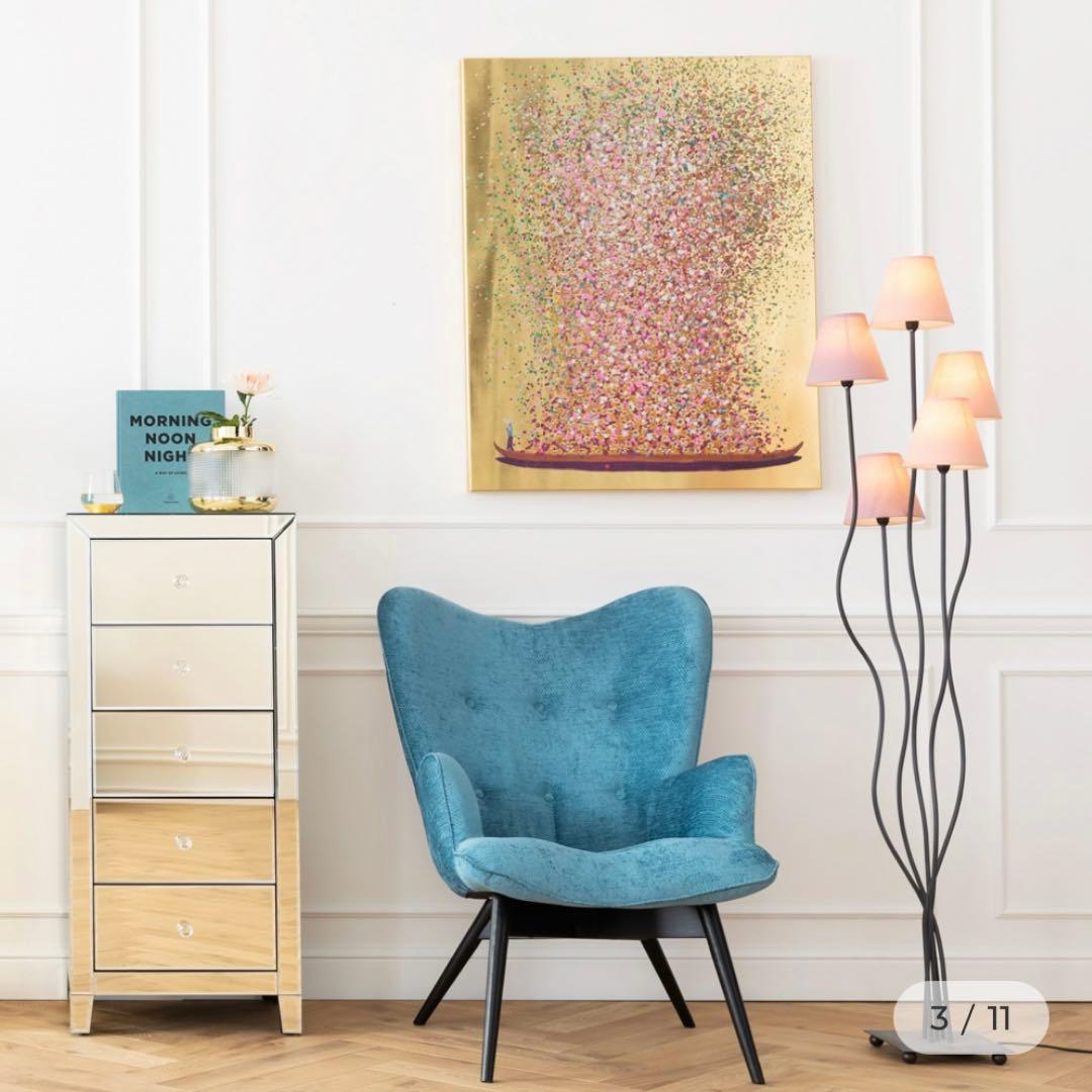 KARE フラワーボート ゴールドピンク 100x80cm タッチドピクチャー