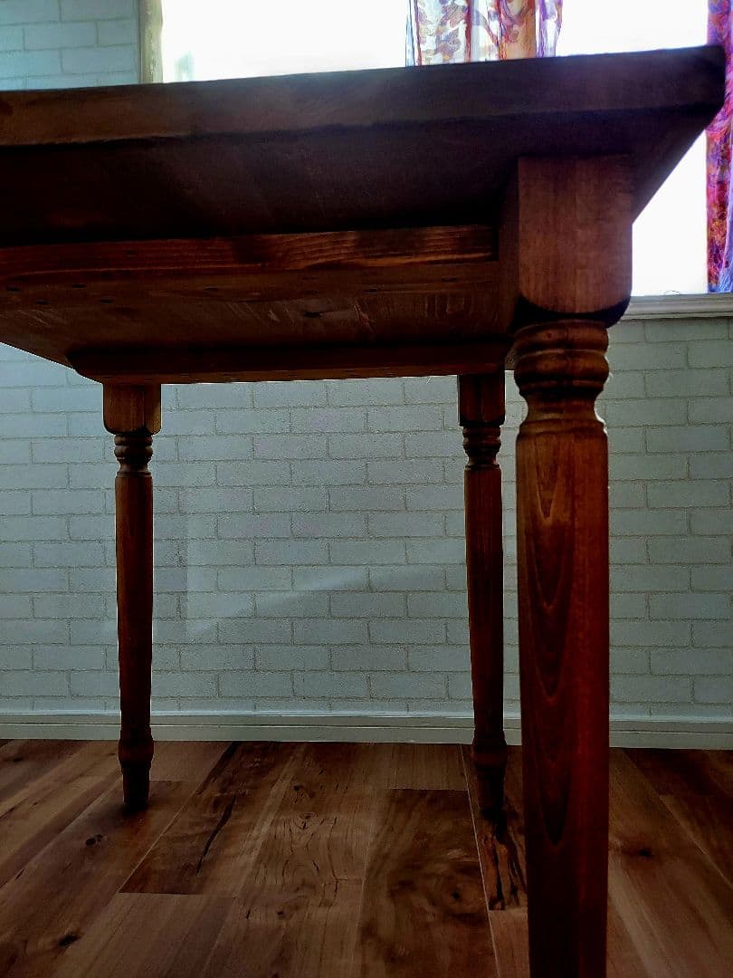 ひのきテーブル 無垢板 ろくろ足