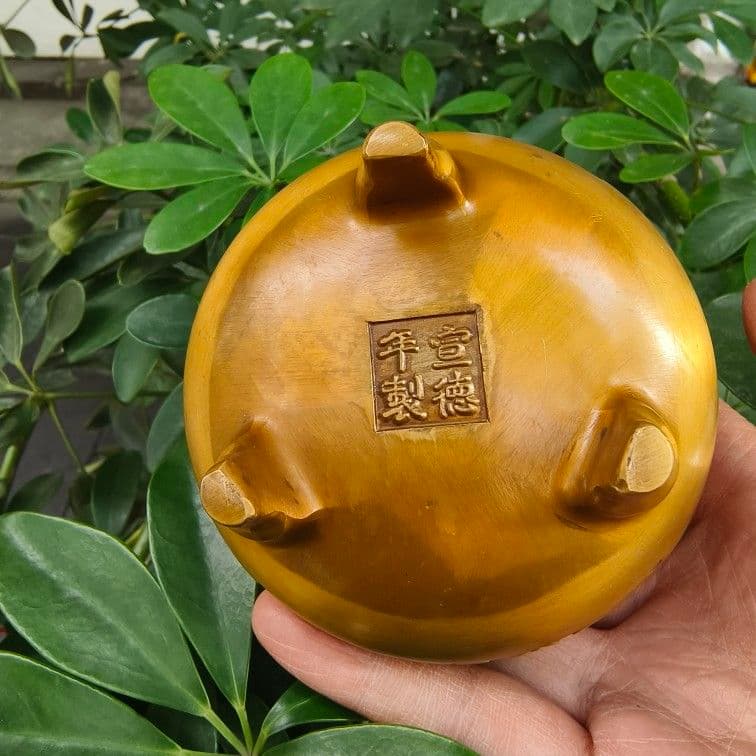 銅製 回紋香炉 檀香炉 盤香炉 茶道香炉 装飾品 工芸品 置物