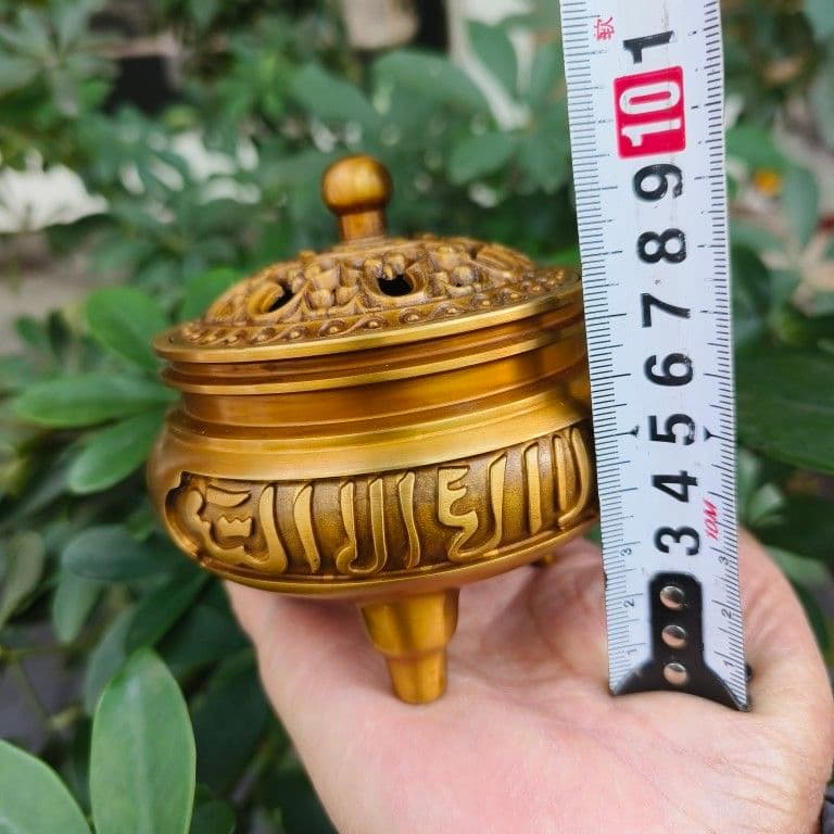 銅製 回紋香炉 檀香炉 盤香炉 茶道香炉 装飾品 工芸品 置物