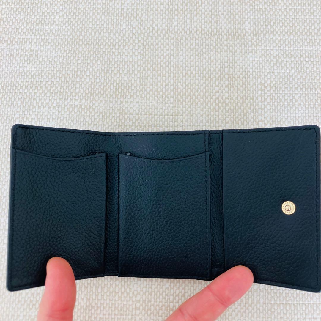 【現行】マリークワント シーリング デイジー レター ミニウォレット シボ革 黒