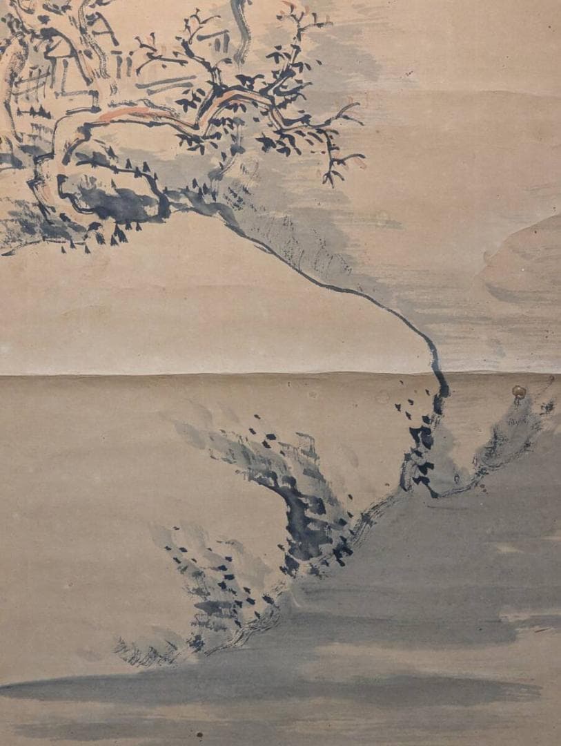 【真作】掛軸　雲嶺幽居図　静謐な墨の世界に浸る一幅　合箱入　T137